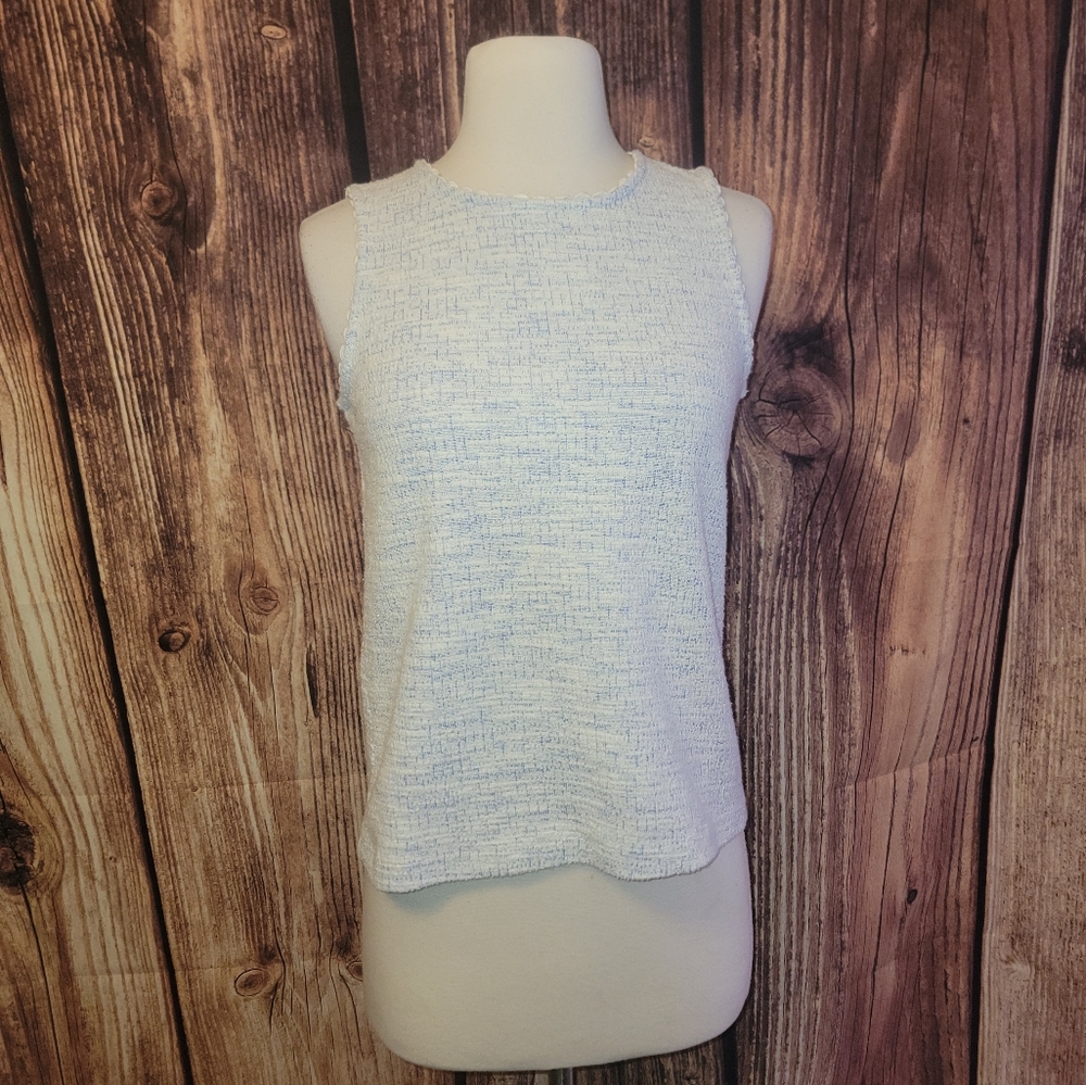 JCrew Factory Textured Tank Size XS Blue/White